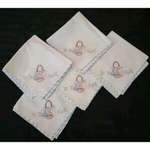 Set Of 5 Vintage hand embroidered Napkins/Hankerchief